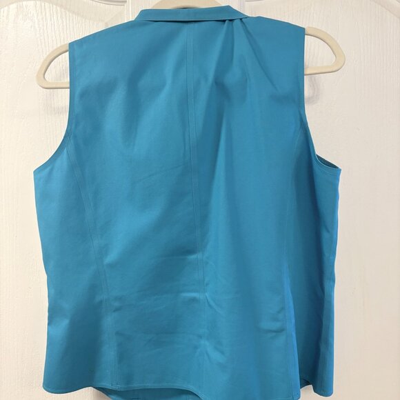 Jones New York Womans 12 Teal Sleeveless Collar Shirt - Picture 2 of 2